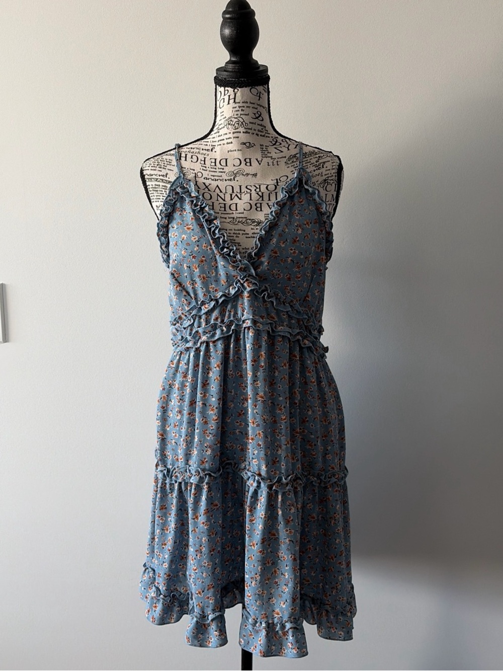 Inspired Hearts Blue Floral Ruffle Mini Dress